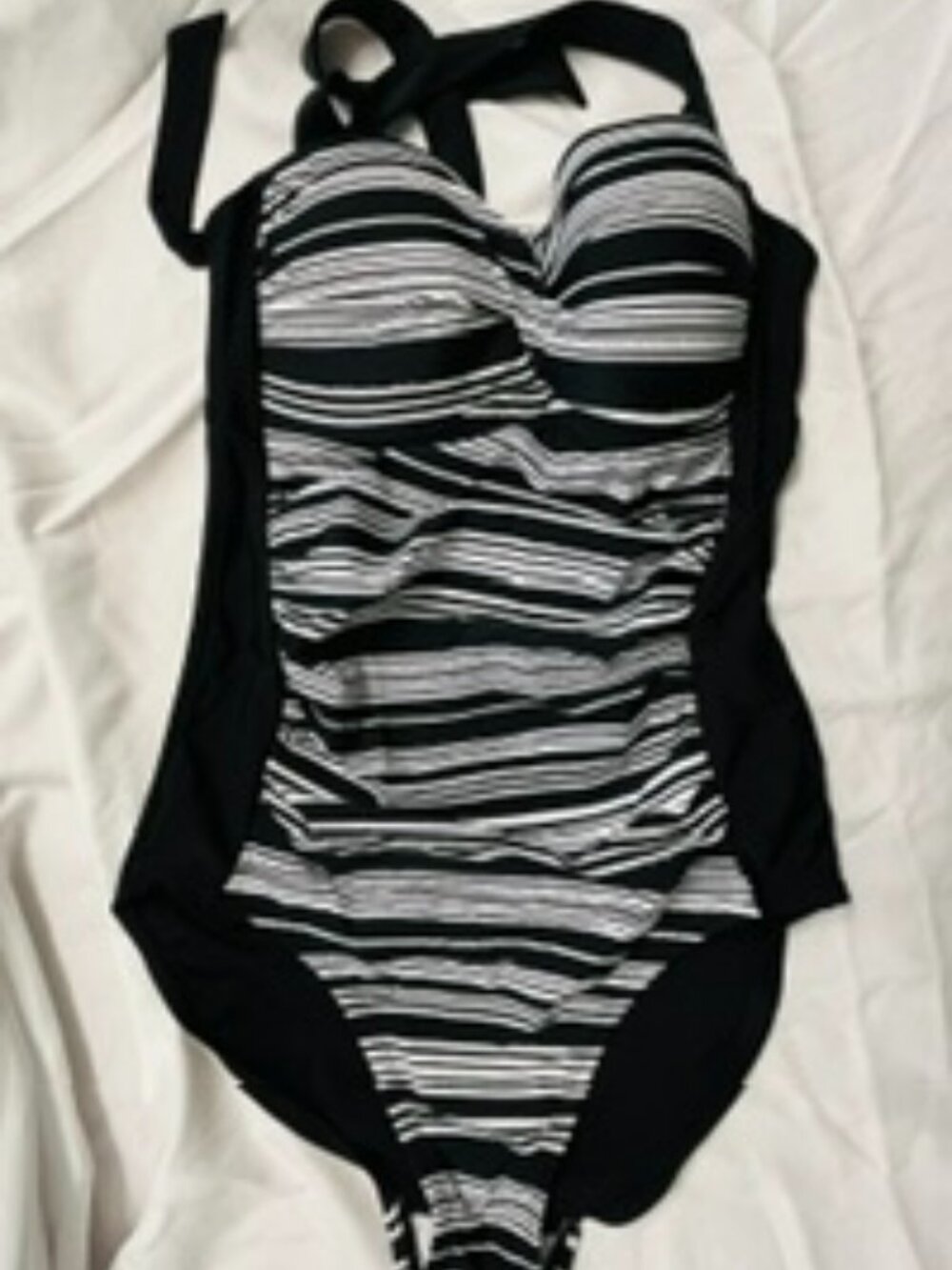 Merona Halter One-Piece Swimsuit, Black & White, Medium